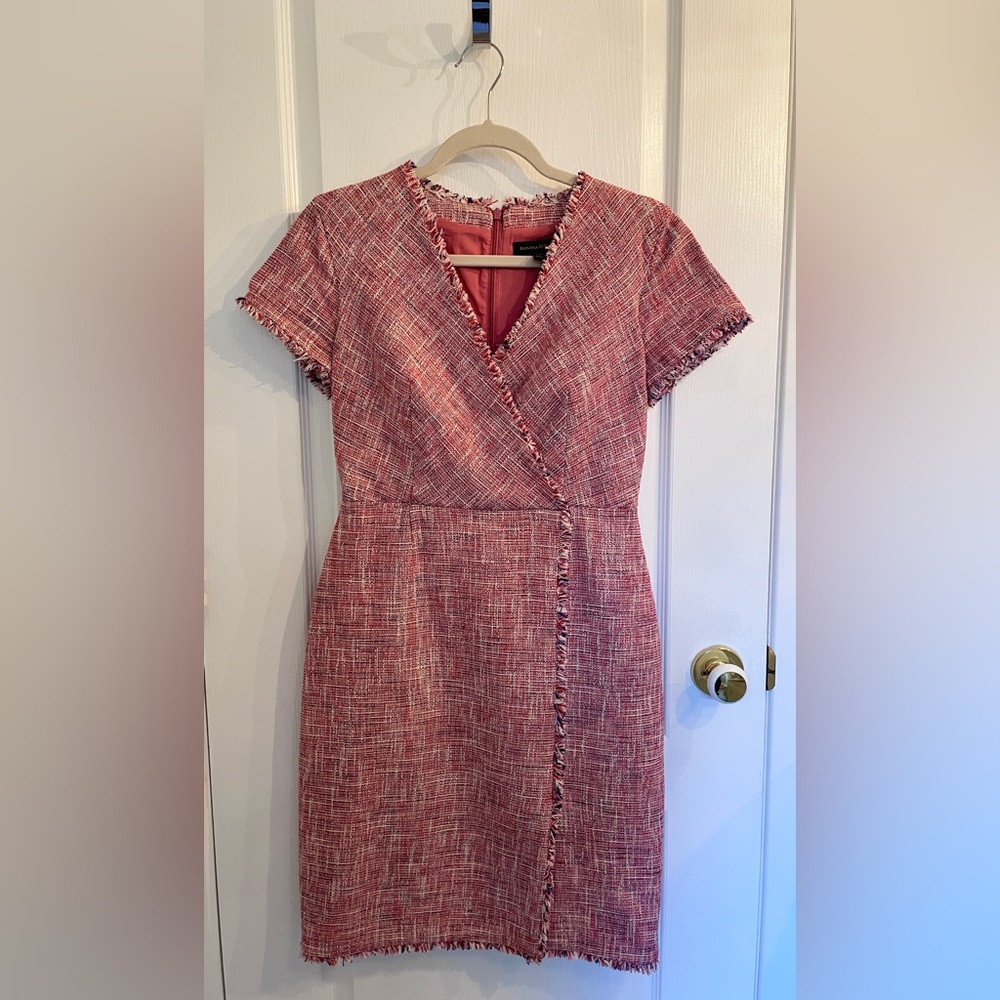 Banana Republic Chic Pink Tweed Dress